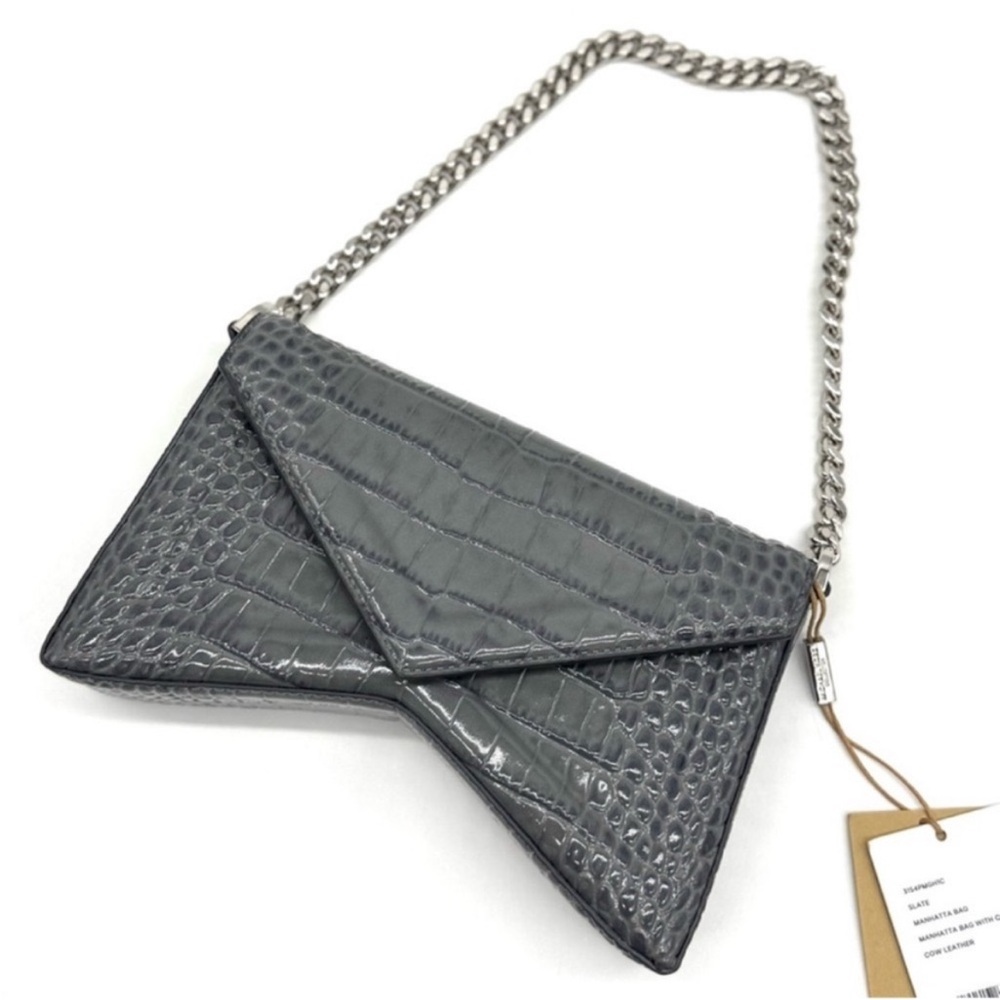 Michael Kors Collection Manhatta Medium Crocodile Embossed Patent Leather Bag